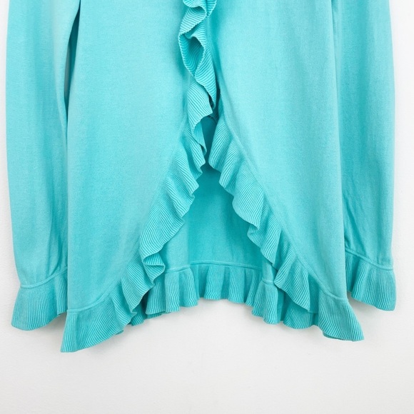 Lily Pulitzer 100% Cotton Blue Ruffle Cardigan Size Small - Picture 4 of 16